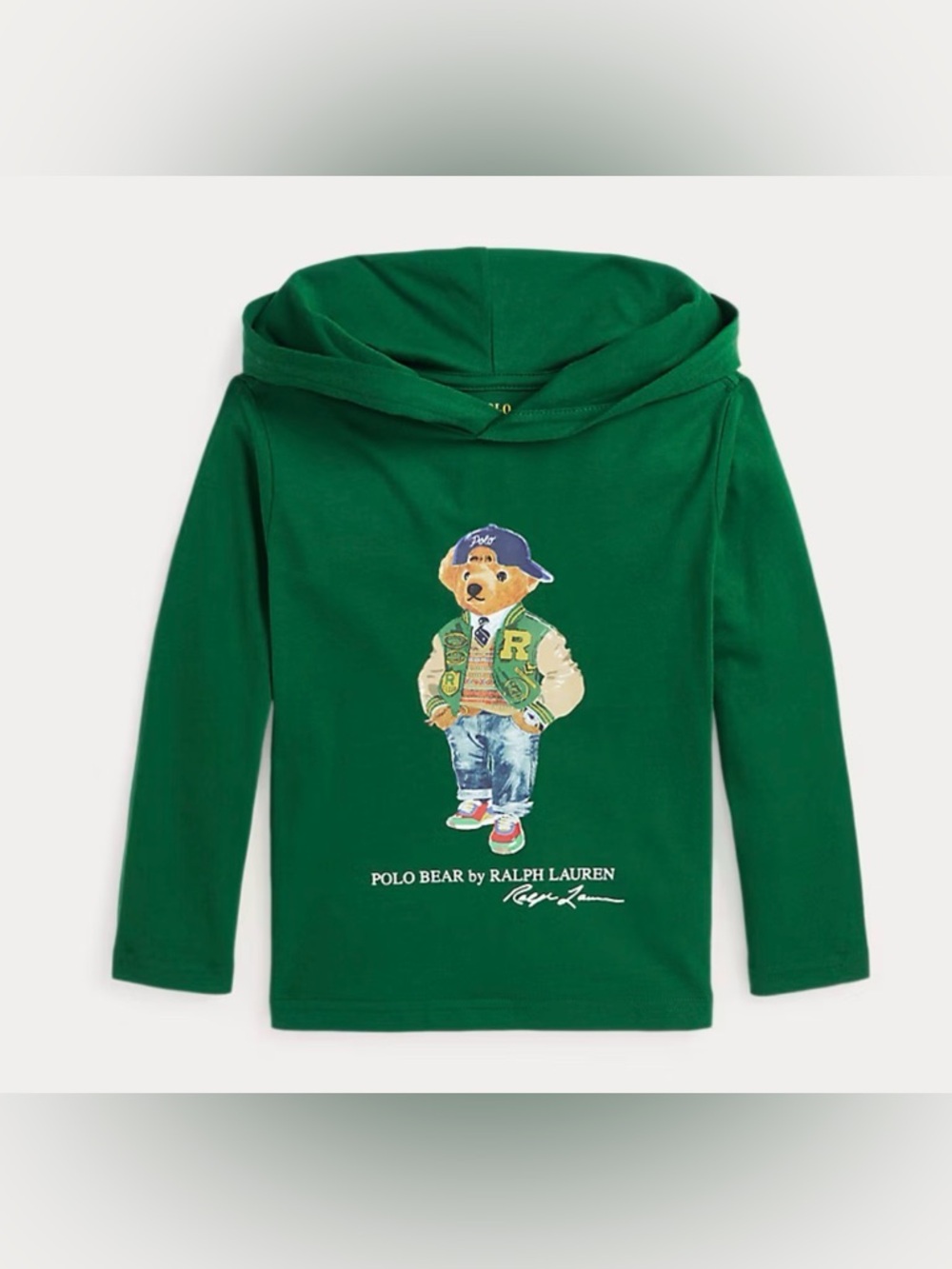 Ralph Lauren Polo Bear Cotton Jersey Hooded Tee Size 5 Casual Spring Travel